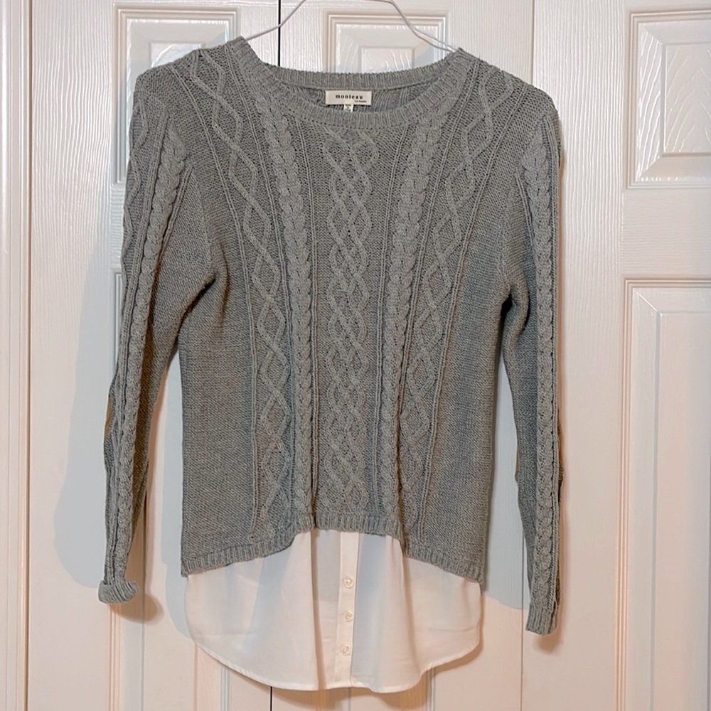 Cute work sweater with blouse attached